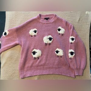 Forever 21 pink knit sweater with sheep pattern in size small (fits S-L)